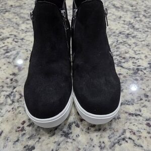 Soda Black Suede-Style Kids Zip Boot Sneakers